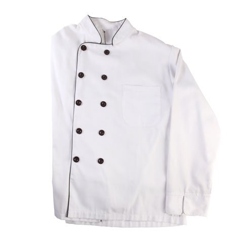 CCK Long Sleeve Chef's Uniform, Black Trimming (Black Button) L