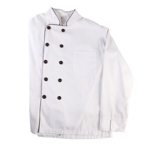 CCK Long Sleeve Chef's Uniform, Black Trimming (Black Button) M