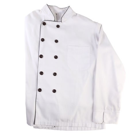 CCK Long Sleeve Chef's Uniform, Black Trimming (Black Button) XL
