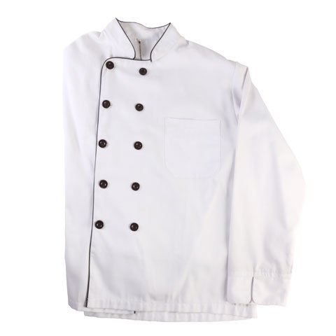 CCK Long Sleeve Chef's Uniform, Black Trimming (Black Button) XXL