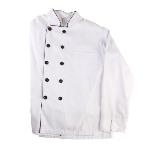 CCK Long Sleeve Chef's Uniform, Black Trimming (Black Button) XXXL