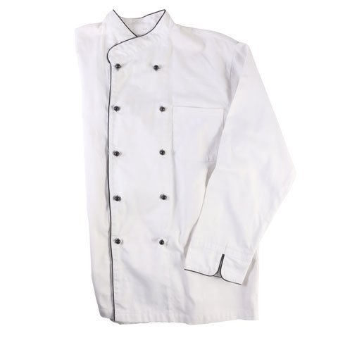 CCK Long Sleeve Chef's Uniform, Black Trimming (Pearl Black Button), XXXL