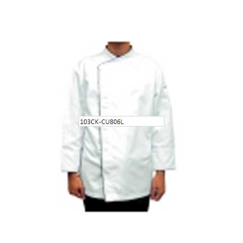 CCK Long Sleeve Chef's Uniform Covered Press Button With Black Trimming,L