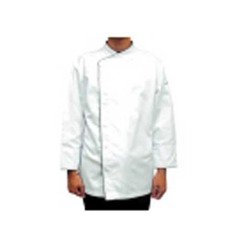 CCK Long Sleeve Chef's Uniform Covered Press Button, Black Trimming,XXXL
