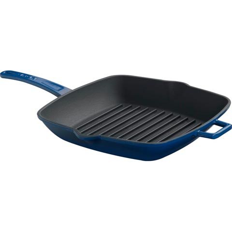 Lava Cast Iron Square Grill Pan With Metal Handle 26x26cm, 2.2L, Blue