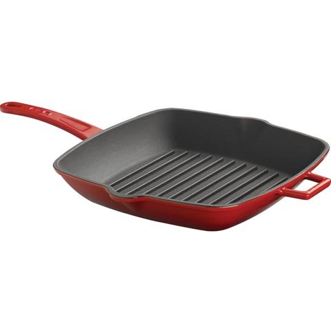Lava Cast Iron Square Grill Pan With Metal Handle 26x26cm, 2.2L, Red