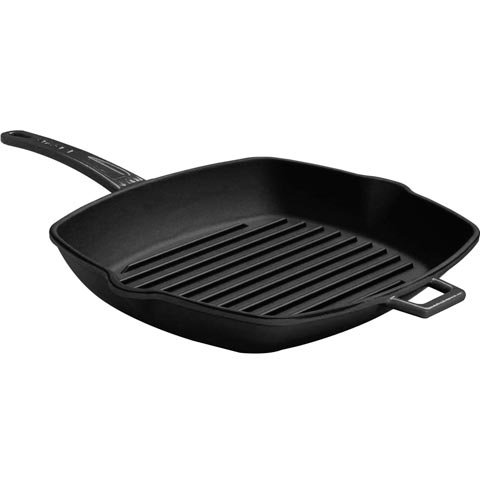 Lava Cast Iron Rectangle Grill Pan With Metal Handle 26x32cm, 2.6L, Black