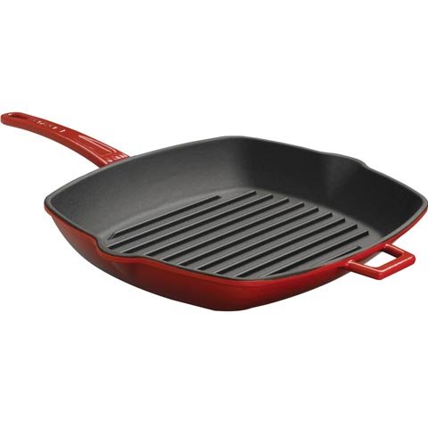 Lava Cast Iron Rectangle Grill Pan With Metal Handle 26x32cm, 2.6L, Red