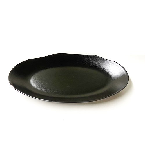 Cerabon Noma Oval Plate L27.1xW15.1xH3.4cm, Black Glaze (Rough Surface)